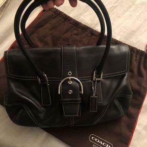 COACH Black Leather Satchel Bag